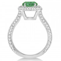 Halo Emerald & Diamond Engagement Ring 14k White Gold (2.26ct)