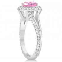 Halo Pink Tourmaline & Diamond Engagement Ring 14k White Gold (2.28ct)