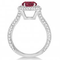 Halo Ruby & Diamond Engagement Ring 14k White Gold (2.41ct)