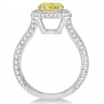 Halo Yellow Diamond & Diamond Engagement Ring 14k White Gold (2.00ct)