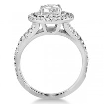 Double Halo Split Shank Diamond Engagement Ring 14k  White Gold 0.77ct