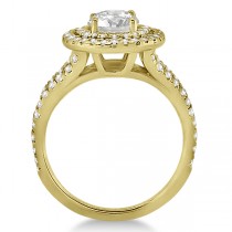 Double Halo Split Shank Diamond Engagement Ring 18K Yellow Gold 0.77ct