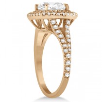 Double Halo Diamond Engagement Ring Setting 14K Rose Gold  (0.77ctw)