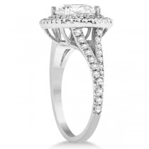 Double Halo Diamond Engagement Ring Setting 14K White Gold (0.77ctw)