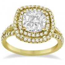 Double Halo Diamond Engagement Ring Setting 14K Yellow Gold (0.77ctw)