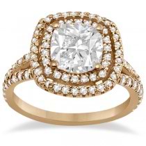 Double Halo Diamond Engagement Ring Setting 18K Rose Gold  (0.77ctw)