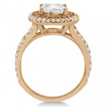 Double Halo Diamond Engagement Ring Setting 18K Rose Gold  (0.77ctw)