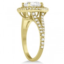 Double Halo Diamond Engagement Ring Setting 18K Yellow Gold (0.77ctw)