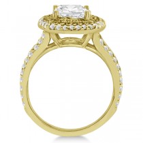 Double Halo Diamond Engagement Ring Setting 18K Yellow Gold (0.77ctw)