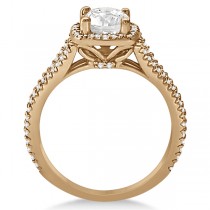 Halo Moissanite & Diamond Engagement Ring Split Shank 14K R Gold 1.25ct
