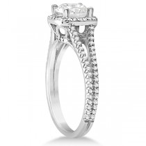Halo Moissanite & Diamond Engagement Ring Split Shank Platinum 1.25ct