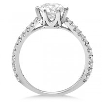 Side Stone Six Prong Diamond Engagement Ring 18k White Gold 1.33ctw