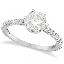 Side Stone Six Prong Diamond Engagement Ring Platinum 1.33ctw
