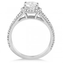 Split Shank Moissanite Engagement Ring Diamond Halo 14K W. Gold 1.34ct