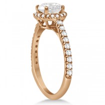 Halo Diamond Engagement Ring with Side Stone Accents 18K Rose Gold 1.50ct