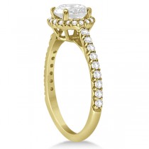 Halo Diamond Engagement Ring with Side Stone Accents 18K Y. Gold 1.50ct