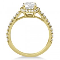 Halo Moissanite Engagement Ring Diamond Accents 18k Yellow Gold 2.00ct