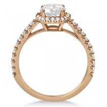 Halo Moissanite Engagement Ring Diamond Accents 14K Rose Gold 1.25ct