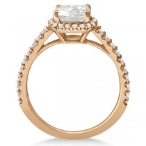 Halo Design Cushion Cut Diamond Engagement Ring 18K Rose Gold 0.88ct