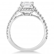 Halo Design Asscher Cut Diamond Engagement Ring 14k White Gold (0.88ct)
