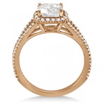 Cushion Cut Moissanite Engagement Ring Diamond Halo 14K R. Gold 1.84ct