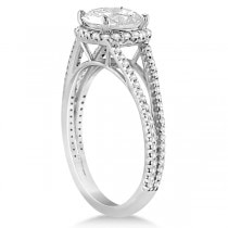 Cushion Cut Moissanite Engagement Ring Diamond Halo 14K W. Gold 1.84ct