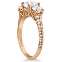 3 Stone Diamond Engagement Ring with Side Stones 14K Rose Gold 2.00ct