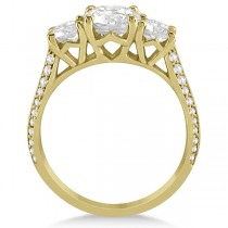 3 Stone Diamond Engagement Ring w/ Side Stones 14K Yellow Gold 2.00ct