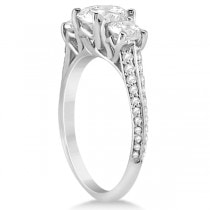 3 Stone Moissanite Engagement Ring w/ Diamonds 14k White Gold 2.00ct