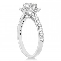 Round Floral Halo Diamond Engagement Ring Platinum 1.38ct