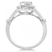 Floral Halo Diamond Engagement Ring w/ Accents 18K White Gold 0.17ct
