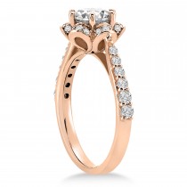 Diamond Accented Floral Halo Engagement Ring 14k Rose Gold (0.36ct)