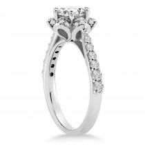 Diamond Accented Floral Halo Engagement Ring 14k White Gold (0.36ct)