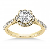 Diamond Accented Floral Halo Engagement Ring 14k Yellow Gold (0.36ct)