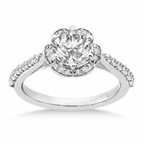 Diamond Accented Floral Halo Engagement Ring Palladium (0.36ct)