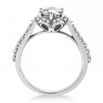 Diamond Accented Floral Halo Engagement Ring Platinum (0.36ct)