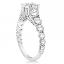 Round Graduating Diamond Engagement Ring 18k White Gold 2.13ct