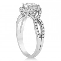 Twisted Infinity Halo Diamond Engagement Ring 14k White Gold (1.39ct)