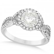 Twisted Infinity Halo Diamond Engagement Ring 18k White Gold 1.39ct