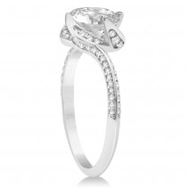 Diamond Floral Swirl Engagement Ring Setting 14k White Gold (0.27ct)