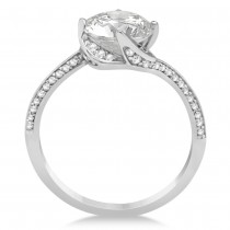 Diamond Floral Swirl Engagement Ring Setting 14k White Gold (0.27ct)