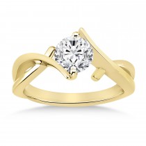 Diamond Twisted Engagement Ring 14k Yellow Gold