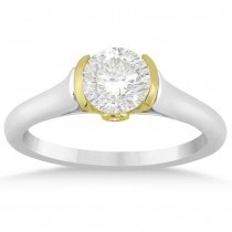 Diamond Semi Bezel Engagement Ring Setting 14k Two Tone Gold (0.03ct)