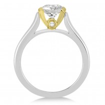 Diamond Semi Bezel Engagement Ring Setting 14k Two Tone Gold (0.03ct)