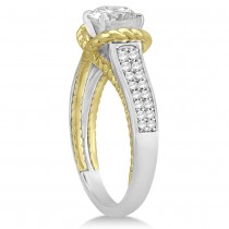 Diamond Two Row Engagement Ring Rope Design 14k Two Tone Gold (0.25ct)