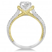 Diamond Two Row Engagement Ring Rope Design 14k Two Tone Gold (0.25ct)