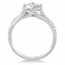 Diamond Accented Swirl Engagement Ring Setting 14k White Gold (0.21ct)