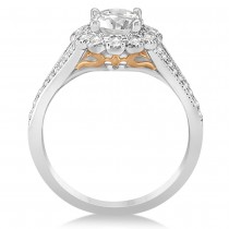 Diamond Floral Halo Engagement Ring Setting 14k Two Tone Gold (0.40ct)