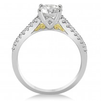 Diamond Two Row Engagement Ring Setting 14k Two Tone Gold (0.30ct)