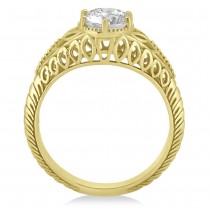 Filigree Milgrain Vintage Engagement Ring Setting 14k Yellow Gold